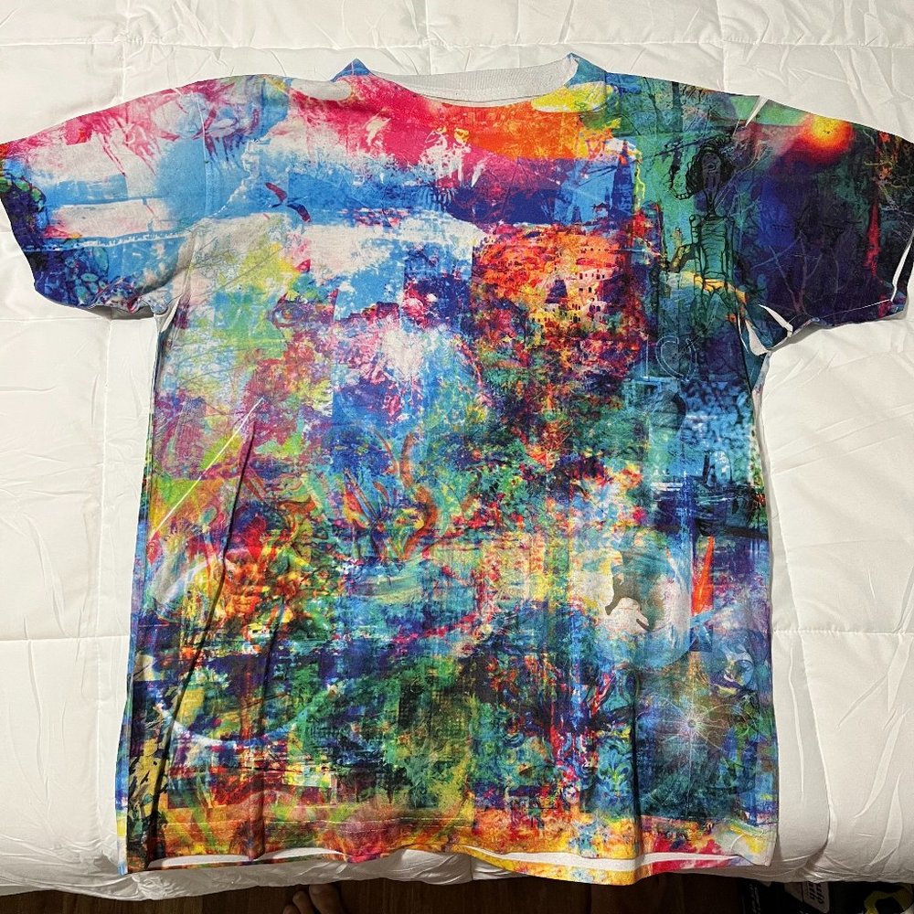 Vintage Trippy Psychedelic Art Abstract Print Shirt Medium